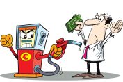 dessin d'une pompe à essence braquant un automobiliste