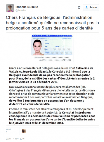 copie d'écran d'un tweet