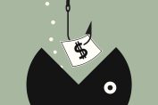 dessin d'un billet de banque sur un hameçon