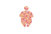 silhouette remplie d'aliments trop gras, sucrés ou salés