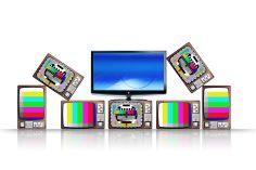 Une superposition de plusieurs télévisions