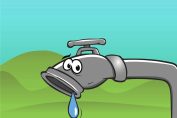 Un robinet avec une seule goutte d'eau est désespéré