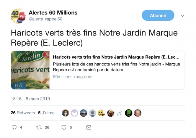 /equipement-maison/rappel-produit Twitter Notre Jardin haricots verts datura