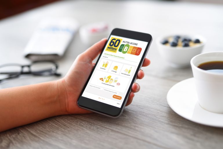 module Nutri-score 60 Millions sur un smartphone
