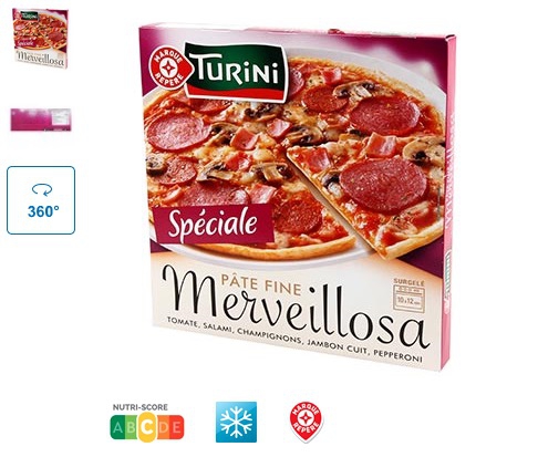 erreur de Nutri-Score sur pizza Turini Merveillosa