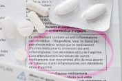 Une notice danti-inflammatoire entourée de médicaments