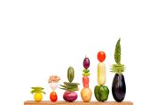 fruits et légumes formant un graphique de hausse des prix