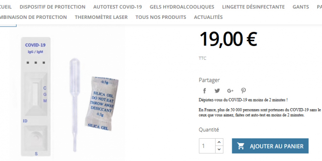 Faux kit de dépistage de coronavirus