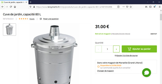 incinérateur de jardin vendu chez Leroy Merlin