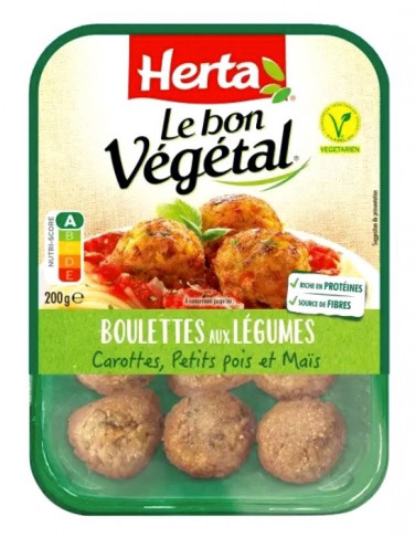 Le bon Végétal - Boulettes aux légumes carottes petits pois et maïs Herta 