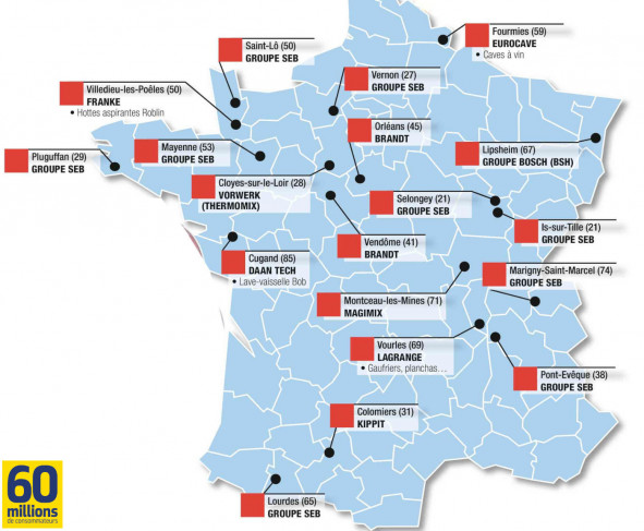 Seb, Thermomix, Brandt, Bosch… les principales usines d’électroménager en France