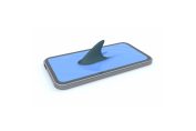 aileron de requin dépassant d’un smartphone