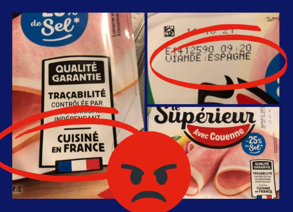 du jambon espagnol avec un drapeau français