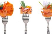Fourchettes avec compositions de saumon fumé