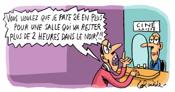 dessin d’un client mécontent au cinéma