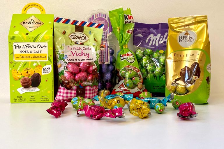 Paquets d’œufs de Pâques Révillon, Milka, Cémoi, Kinder et Ferrero