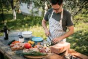 préparation viande et légumes hachés