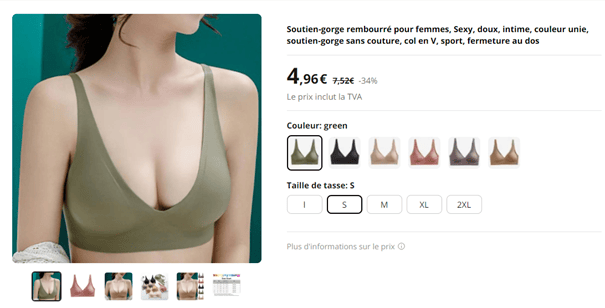 Le même soutien gorge disponible sur Ali Express à 5 euros. 