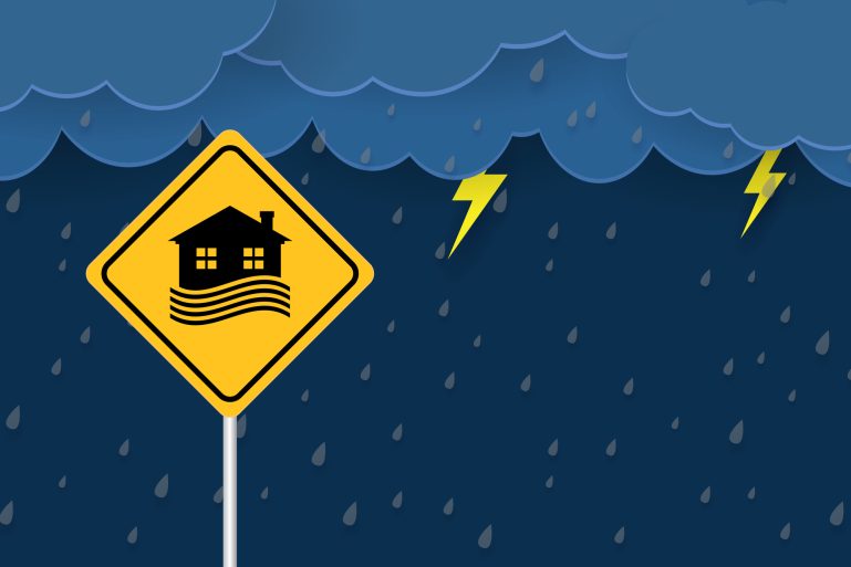 dessin d’une maison emportée par l’orage