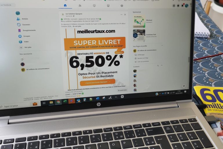 Un publicité frauduleuse sur Facebook pour un livret MeilleurTaux