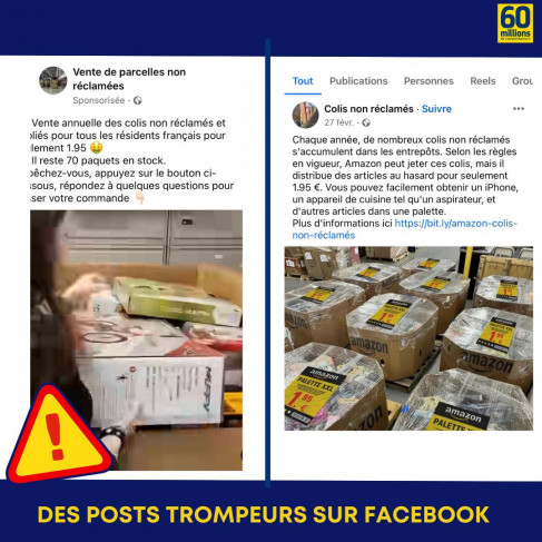 Posts faux colis sur Facebook