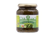 Présence potentielle de morceaux de verre dans ce bocal d'épinards en branches Carrefour Classic