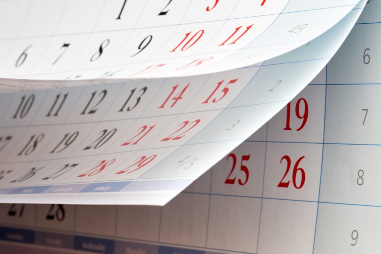 Un calendrier figurant le temps qui passe