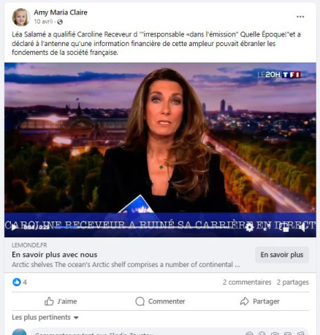 copie d’écran du deepfake d’Anne-Claire Coudray