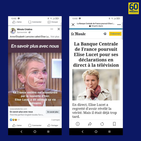 copie d’écran du deepfake d’Élise Lucet