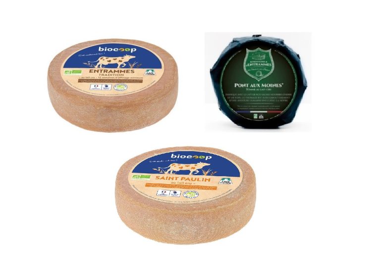 Fromages Pont aux Moines de la fromagerie d'Entrammes, Entrammes Tradition Biocoop et Saint-Paulin Biocoop