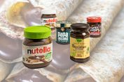 Cinq pots de pâtes à tartiner de différentes marques