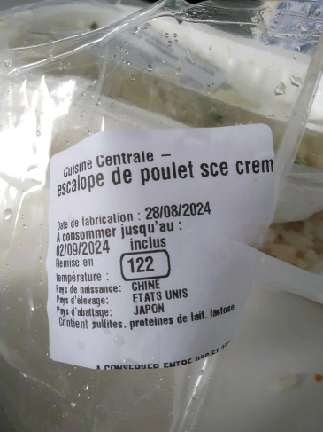 Poulet cantine CHU