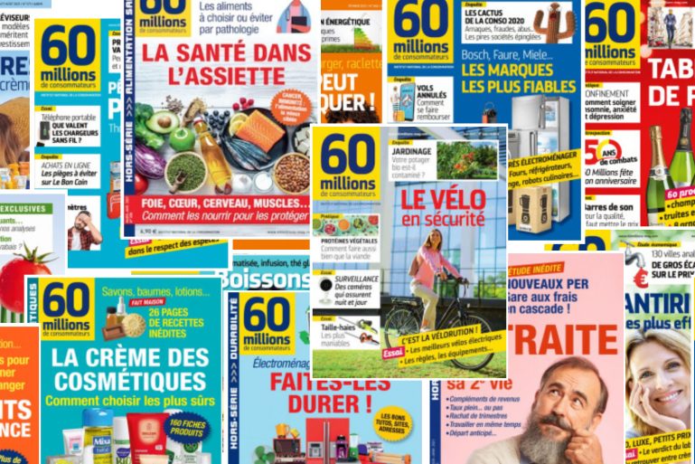 méli-mélo de couvertures du magazine 60 Millions