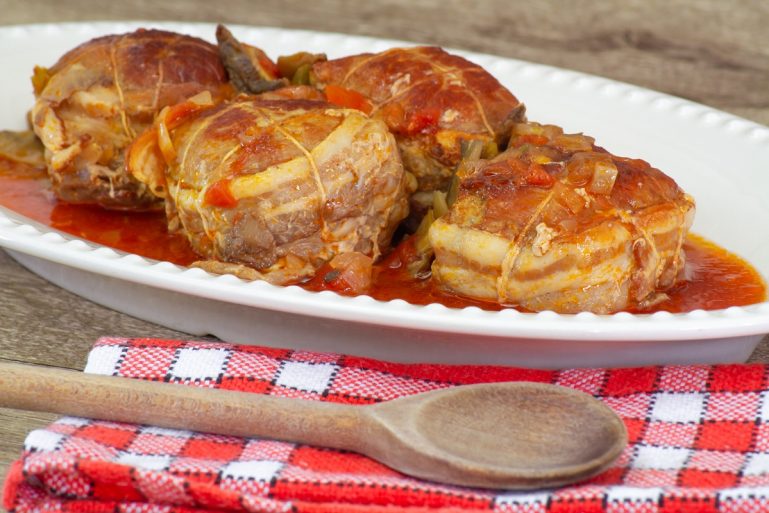 Des paupiettes de porc cuites