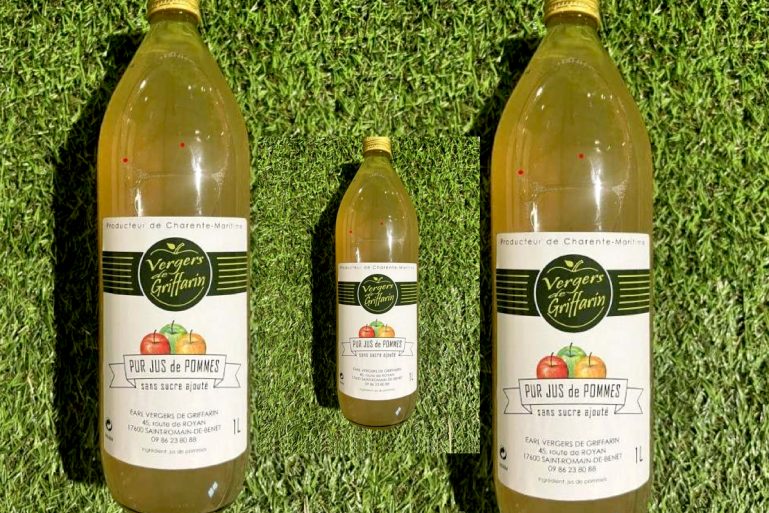 bouteilles de jus de pommes Griffarin