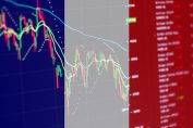 Des courbes de Bourse sur un drapeau français
